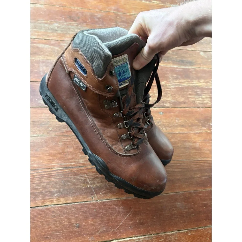 Tecnica Trekking Men's Boots Gore Tex Brown Leather Hiking Vintage Size 12